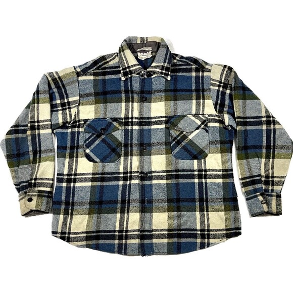 Vintage C.P.O By Bradling Flannel Italian Fabric Heavyweight Men’s Size Large - Picture 1 of 16